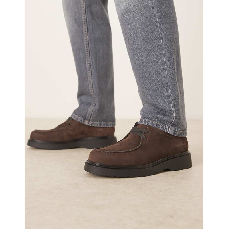 Calvin Klein combat lace up suede shoes in chocolate brown