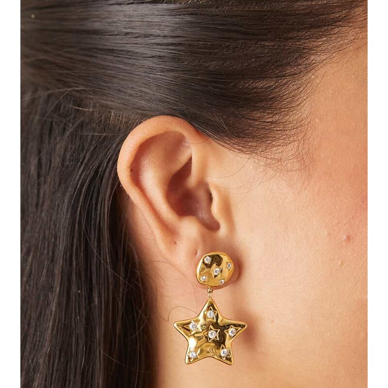 Orelia molten statement crystal star earrings in gold plated 110052051