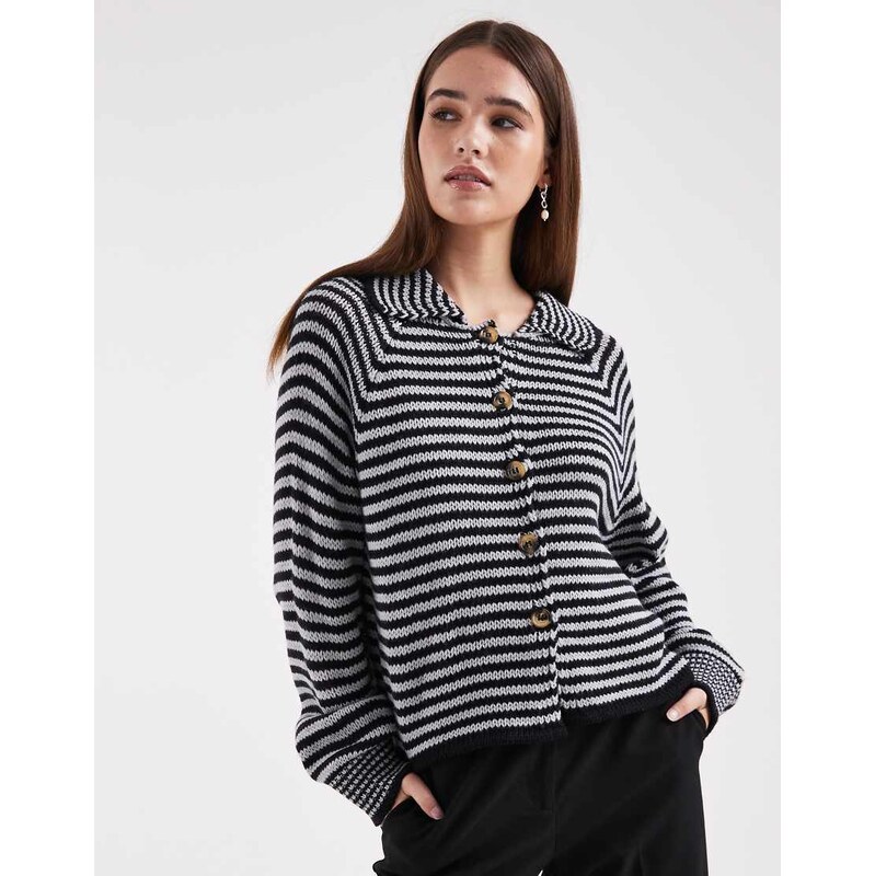 COLLUSION knitted stripe raglan cardi in blue 110062882