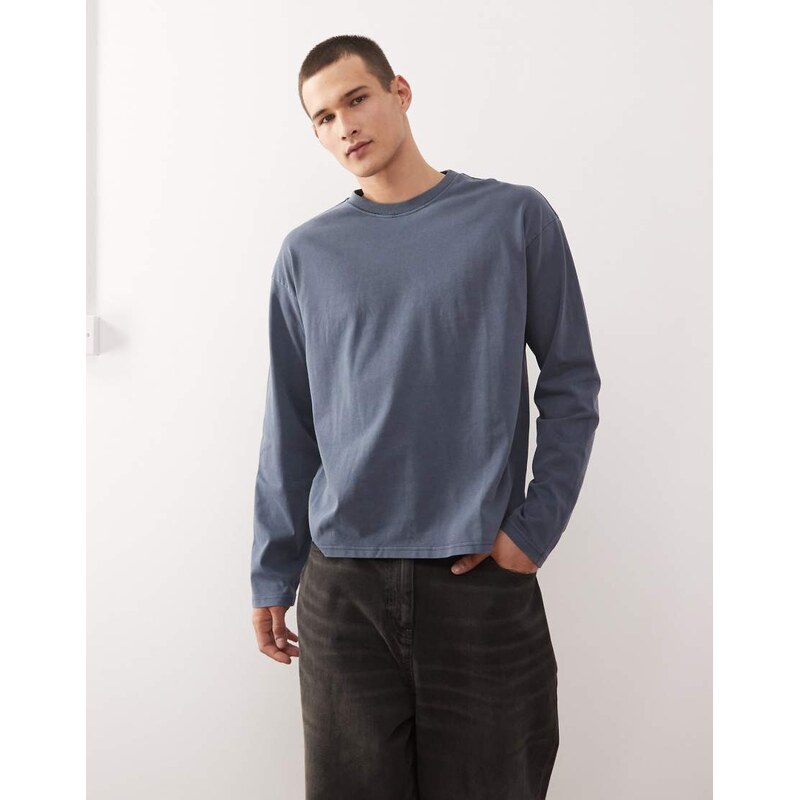 Weekday Great boxy fit oversized long sleeve t-shirt in navy