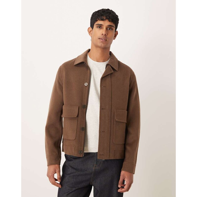 Mango handmade wool mix casual jacket in brown