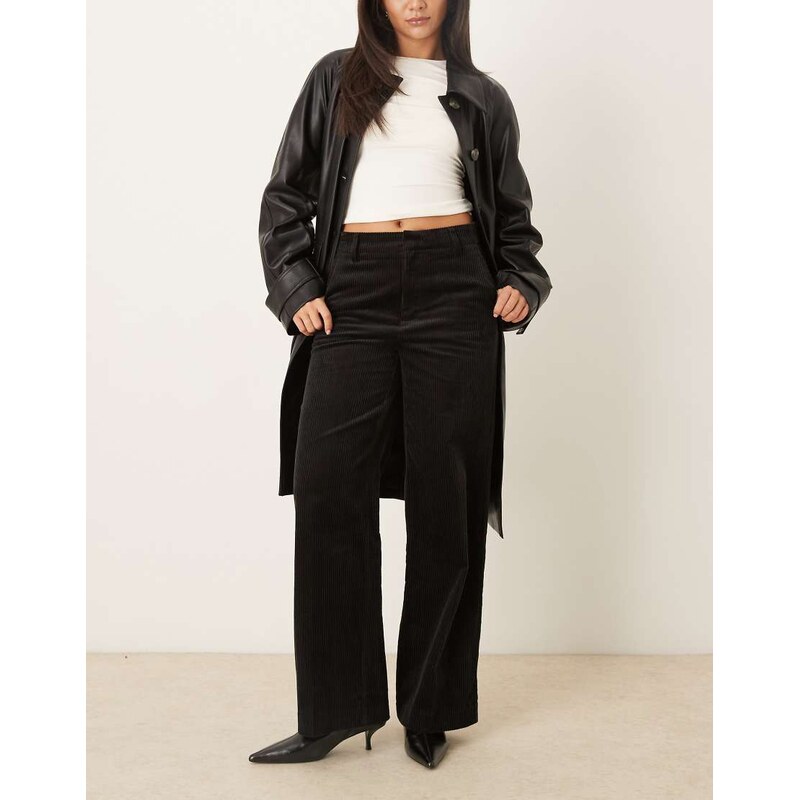 Gina Tricot high waist corduroy trousers in black