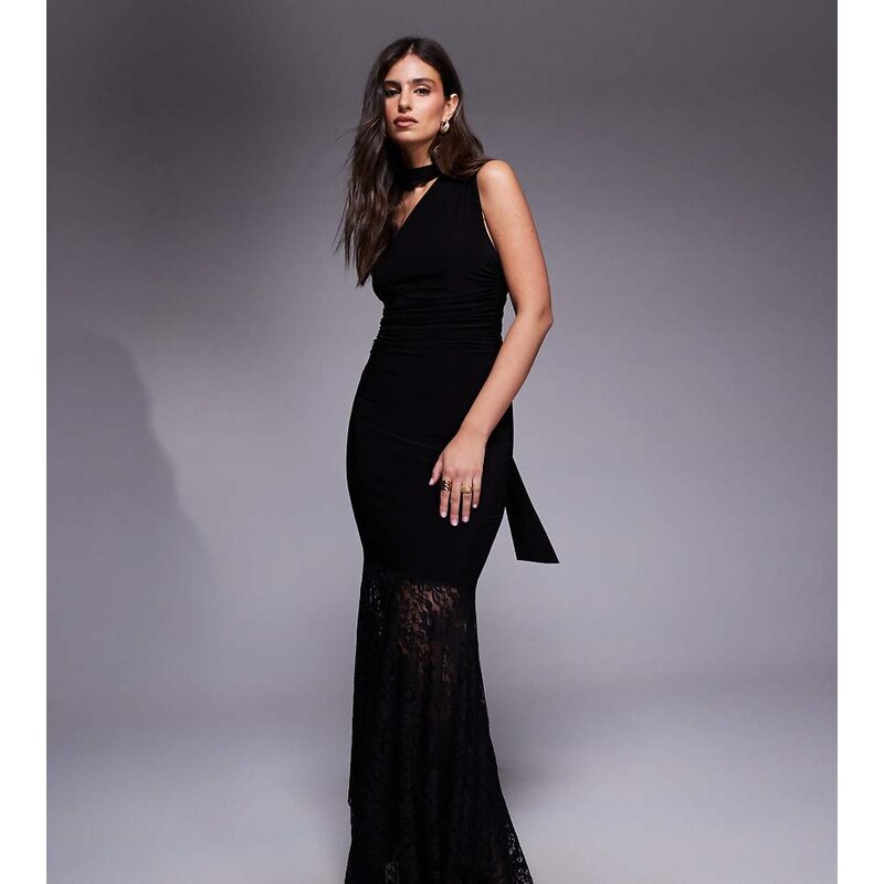 Kaiia exclusive slinky scarf detail one shoulder asymmetric lace