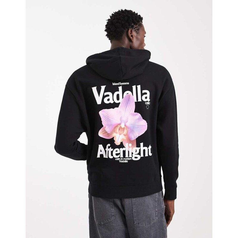 ASOS DESIGN relaxed hoodie with photographic floral print in black