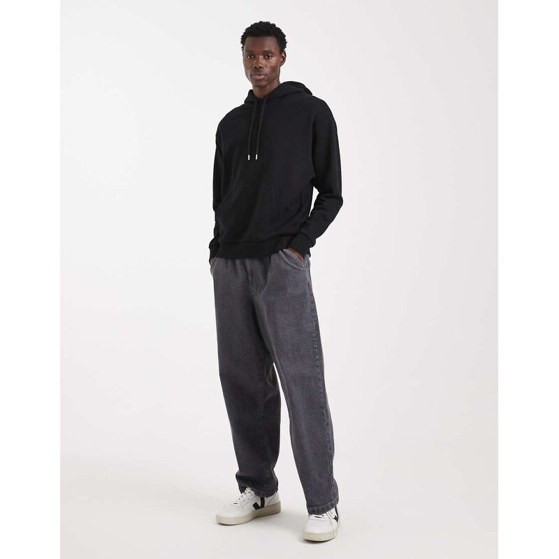 ASOS DESIGN relaxed hoodie with photographic floral print in black