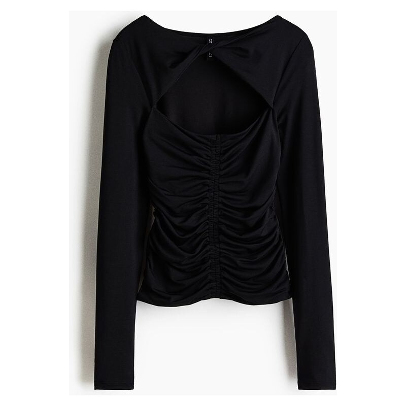 H&M - Žerzejový tops průstřihem - Černá