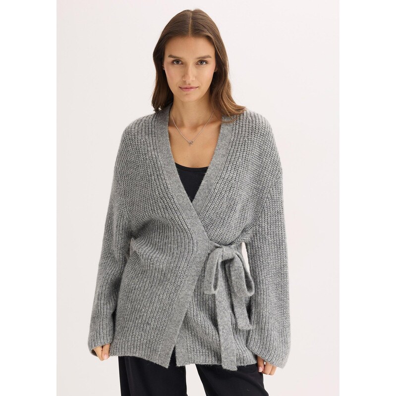 bonprix Oversize zavinovací kardigan šedá Žena 110053385