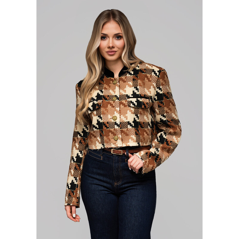 Edoti Womens short stand-up jacket with wool OW-BLZB-0103 v1