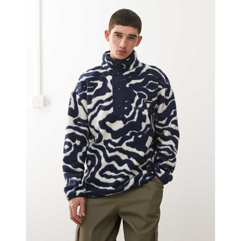 Columbia helvetia half snap fleece swirl print in navy and beige