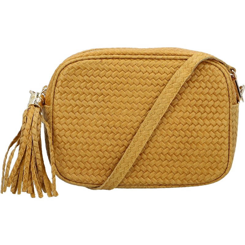 Delami Vera Pelle Módní dámská kožená crossbody kabelka Kalea, žlutá 110128200