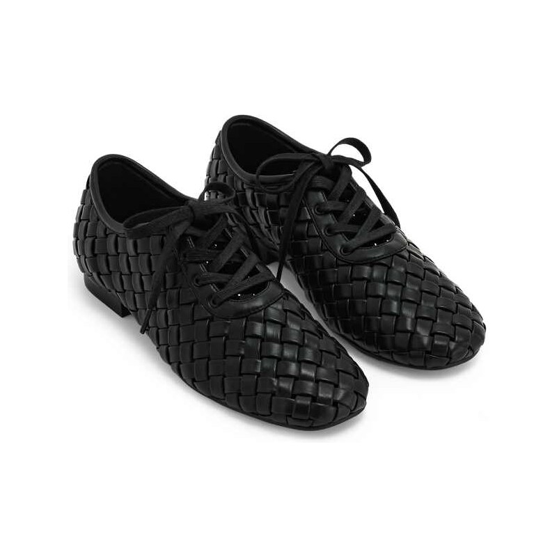 JW PEI Kayla weave strap lace up shoes in black
