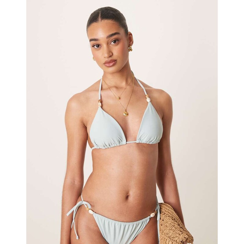 Abercrombie & Fitch swim triangle bikini top with bead detail co-ord 110955405