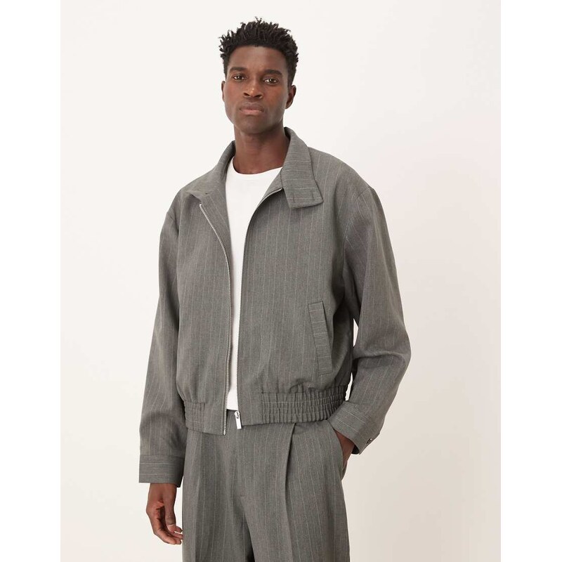 ASOS DESIGN smart co-ord oversized blouson jacket in charcoal