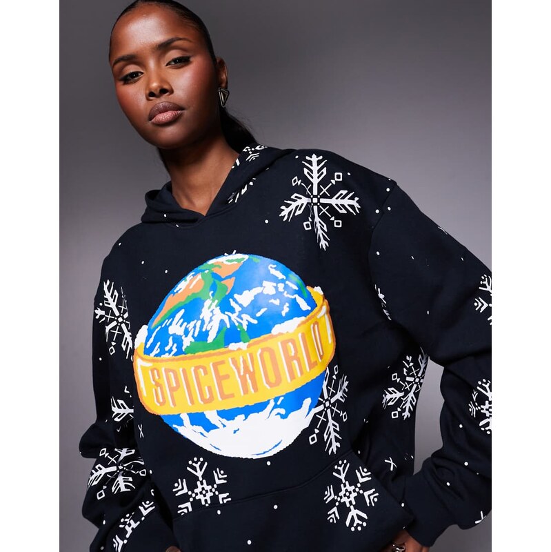 ASOS DESIGN relaxed hoodie with Spice Girls print in black 110131084