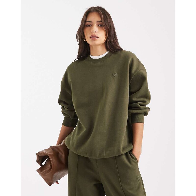 Miss Selfridge oversized sweatshirt in olive-Green
