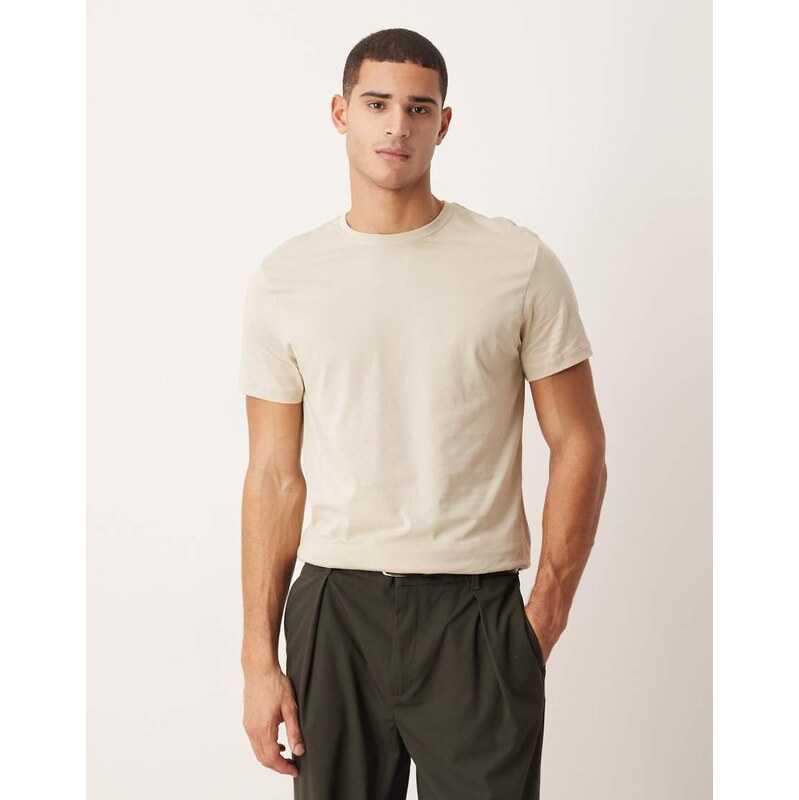 ASOS DESIGN Premium SUPIMA Cotton regular fit t-shirt in stone