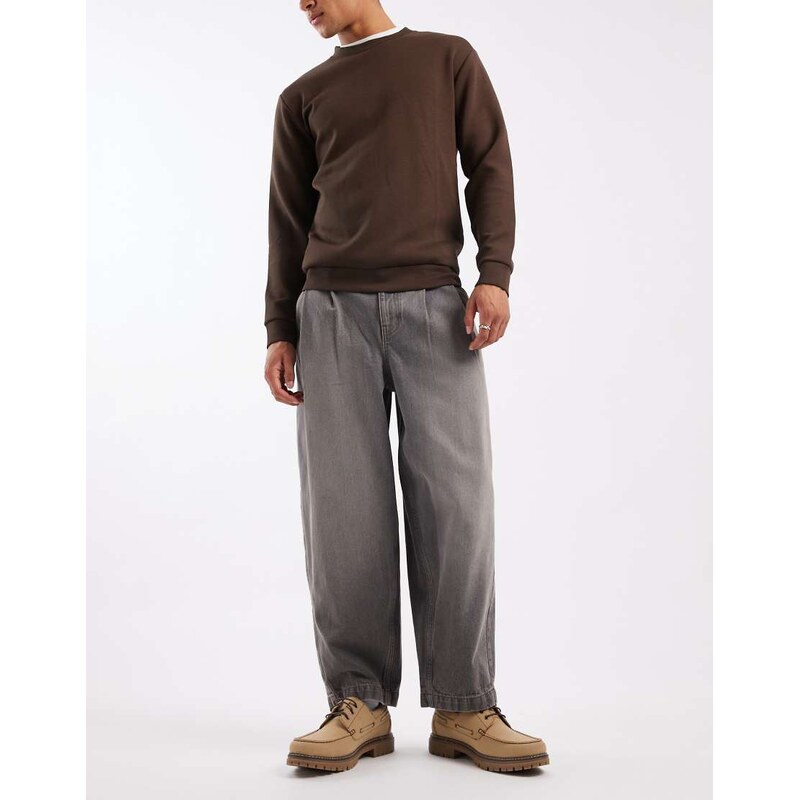 ASOS DESIGN oversized tapered fit jeans in washed grey