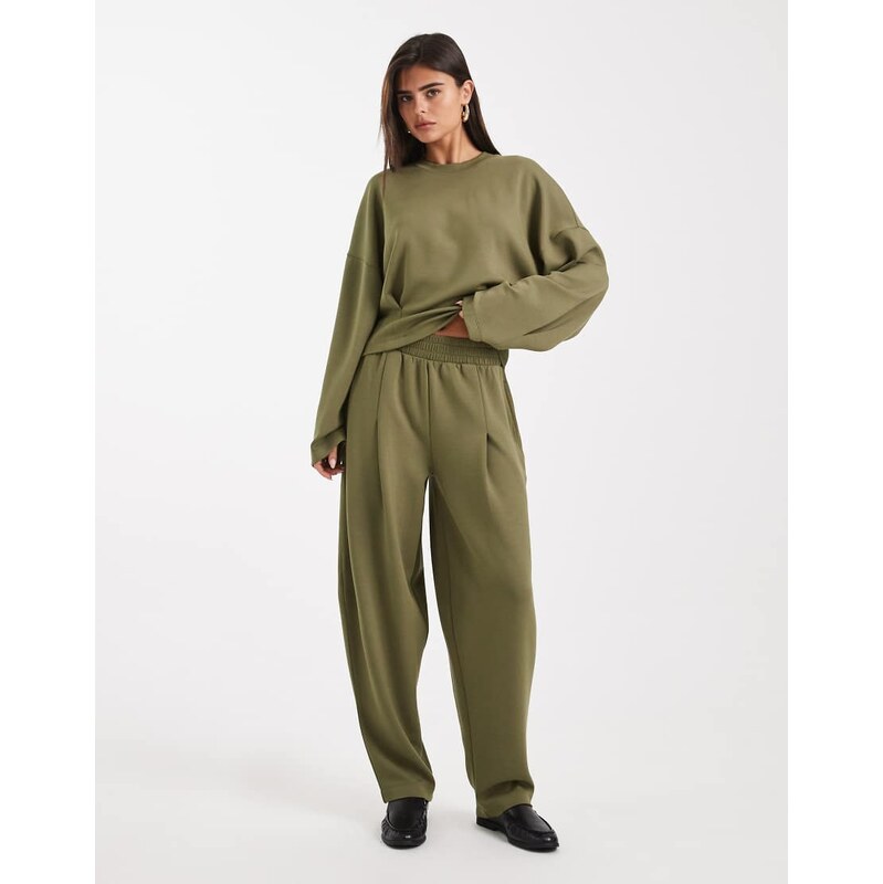 ASOS DESIGN soft touch cupro barrel leg jogger with seam details
