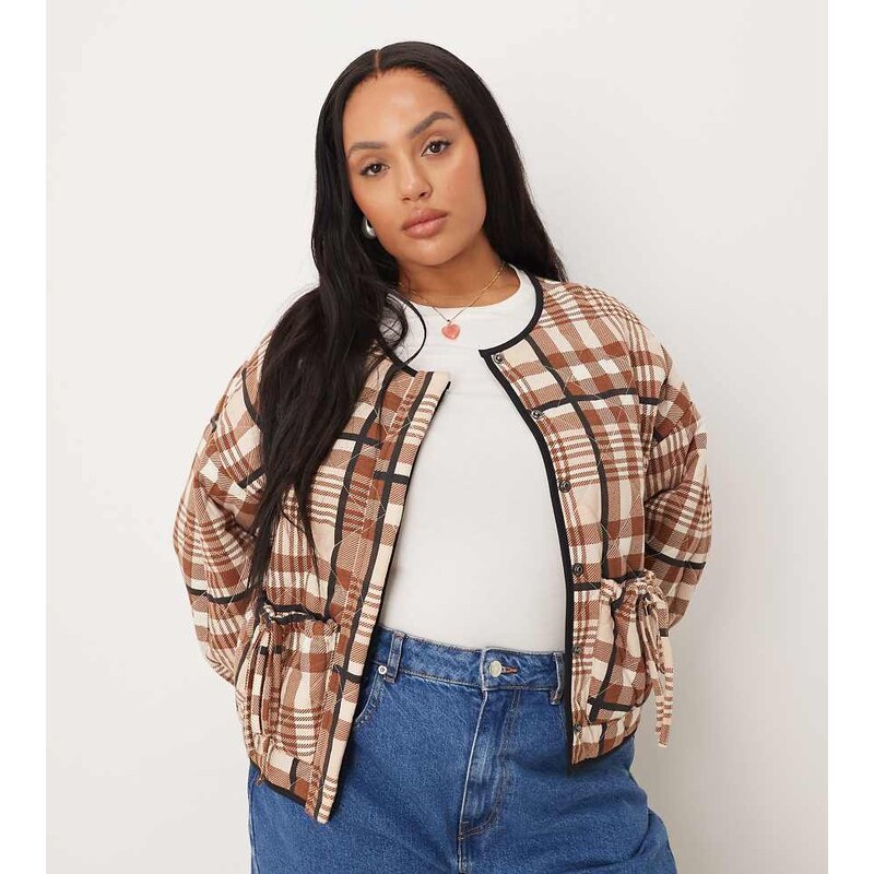 ASOS Curve ASOS DESIGN Curve quilted jacket with bow pocket detail in 115514033