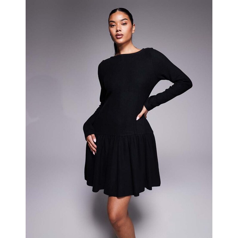 ASOS DESIGN supersoft corset dropped waist detail mini dress in black 113262766
