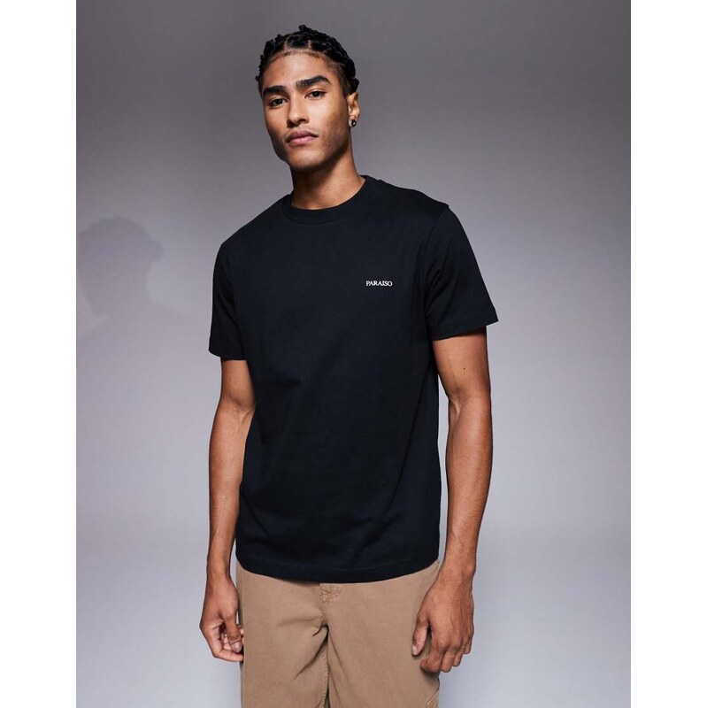 ASOS DESIGN regular fit t-shirt with text chest print in black
