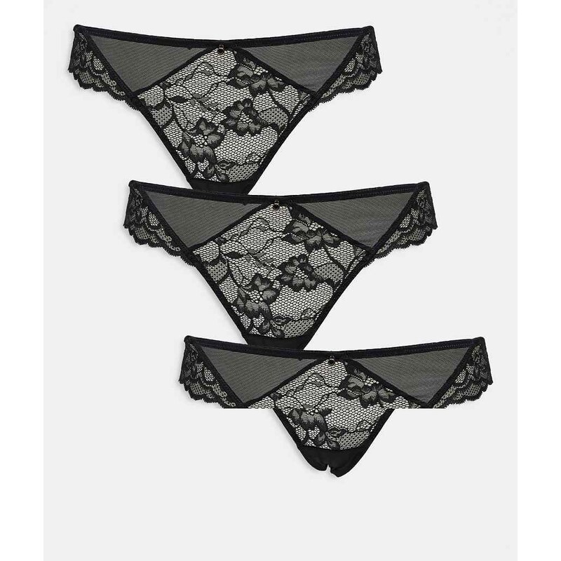 Ann Summers Sexy Lace 3 pack brazilians in black