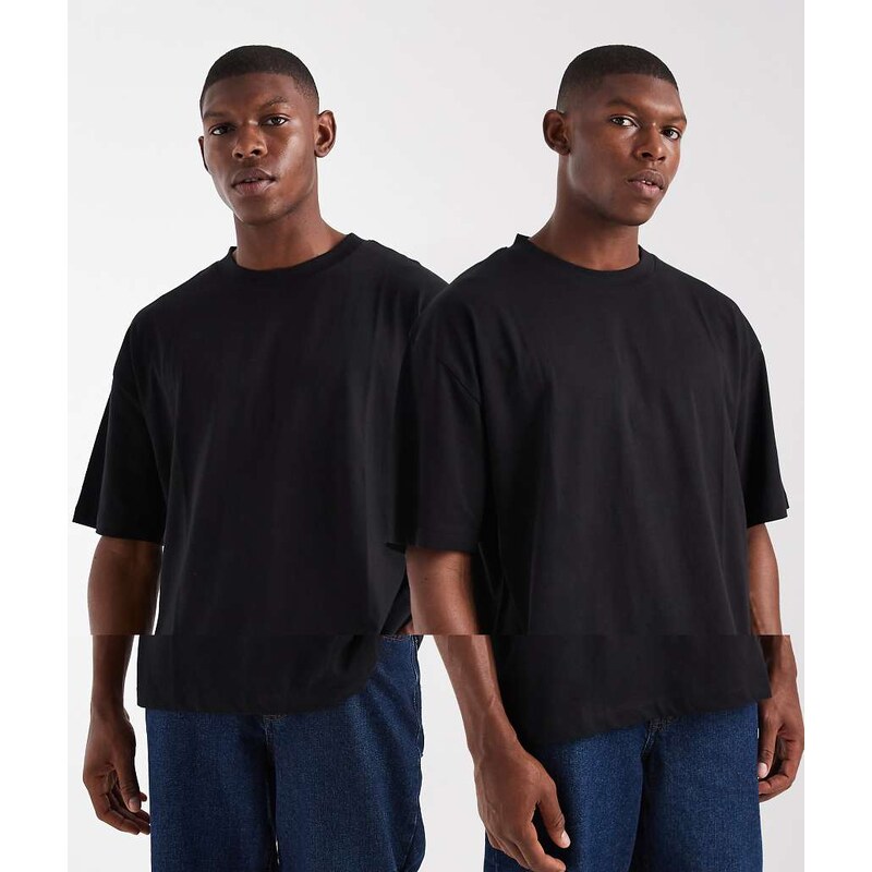 ASOS DESIGN Essentials 2 pack oversized t-shirts in black