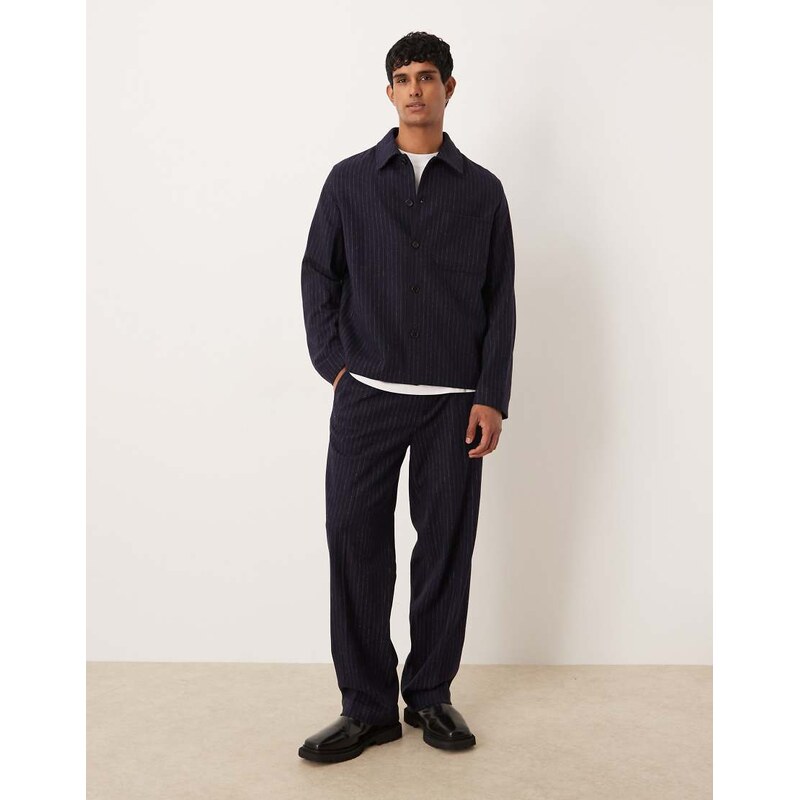 ARKET pinstripe co-ord wool mix trouser in navy-Black