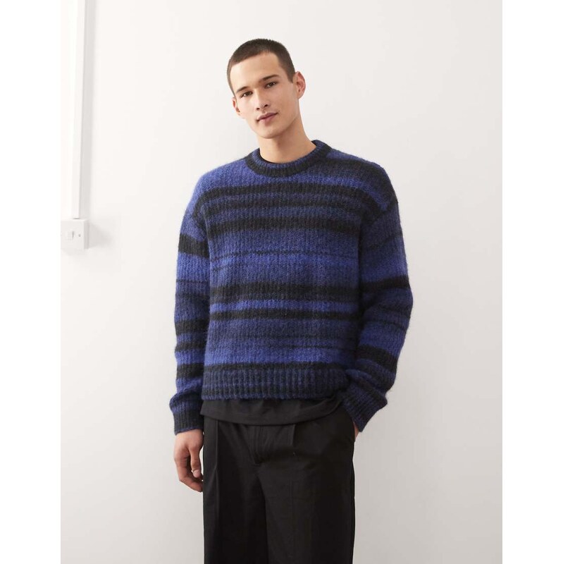 Weekday spacedye knitted jumper in blue stripe