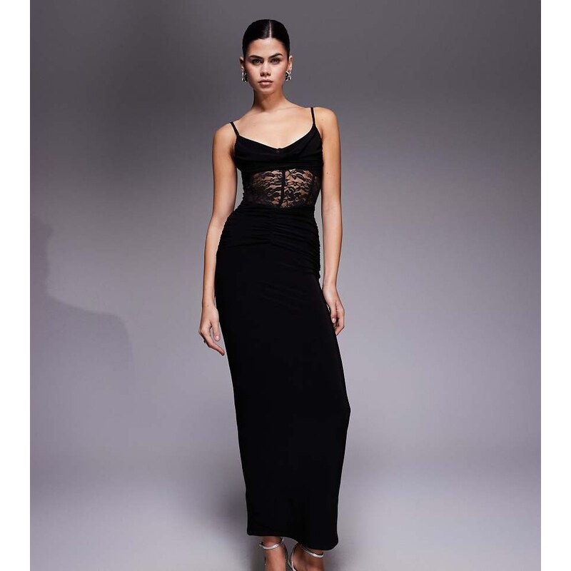 Kaiia exclusive double layered slinky lace sheer corset detail maxi 115746247