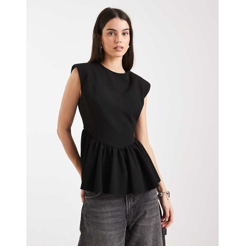 ASOS DESIGN tailored peplum top in black