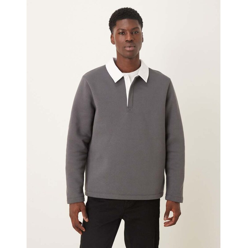 ASOS DESIGN polo neck sweatshirt with contrast collar in