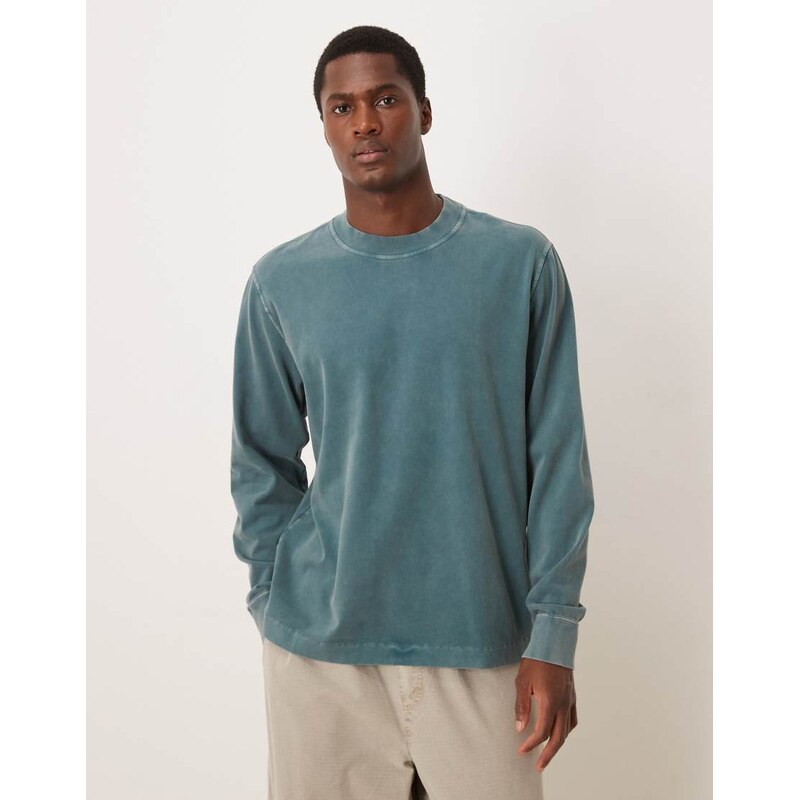 Abercrombie & Fitch long sleeve premium heavyweight top in blue