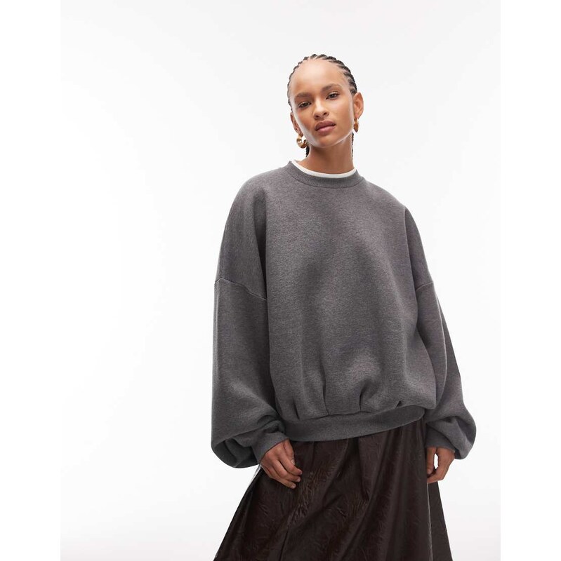 ASOS DESIGN double layer boxy oversized sweatshirt in grey 110827275