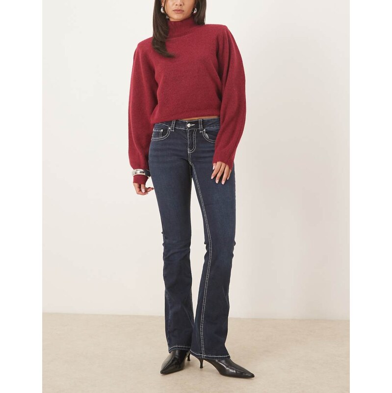 Gina Tricot low waist bootcut jeans in deep blue