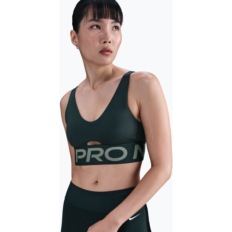 Sportovní podprsenka Nike Pro Indy Plunge seaweed/clay green
