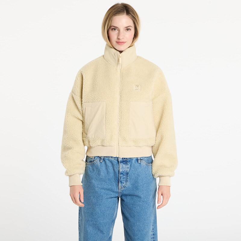 Bunda Karl Kani OG Crop Teddy Bomber Jacket Beige M