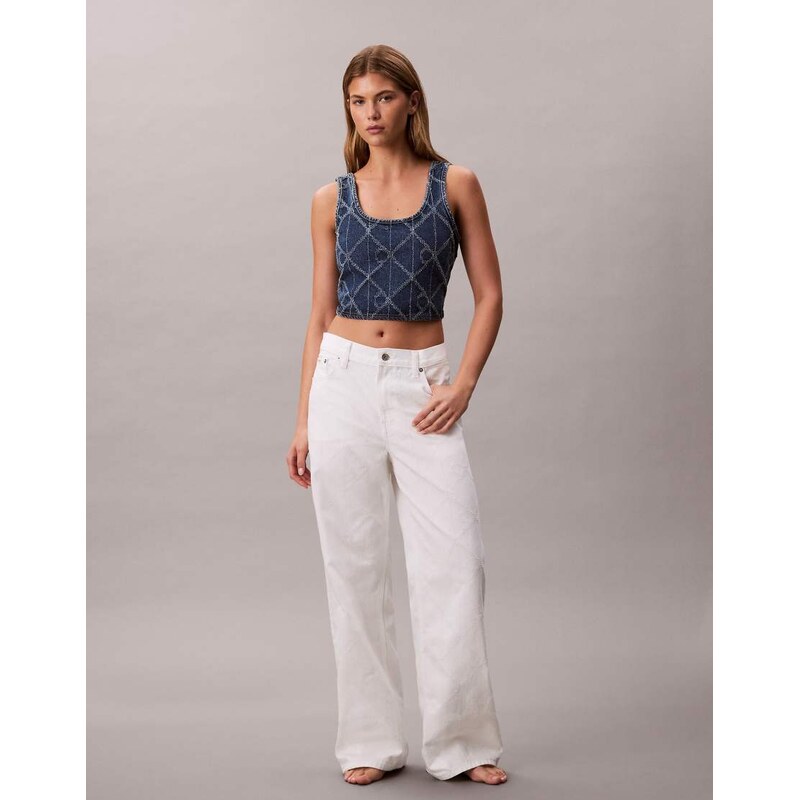Calvin Klein Jeans laser cut repeat logo low rise baggy jeans in