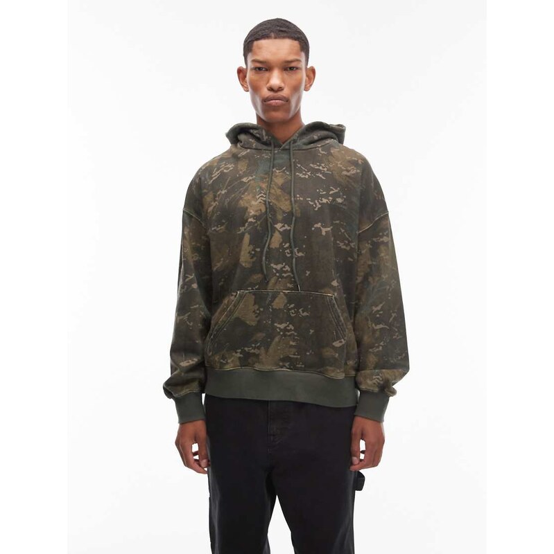 Carhartt WIP benton boxy fit pullover hoodie in green camo