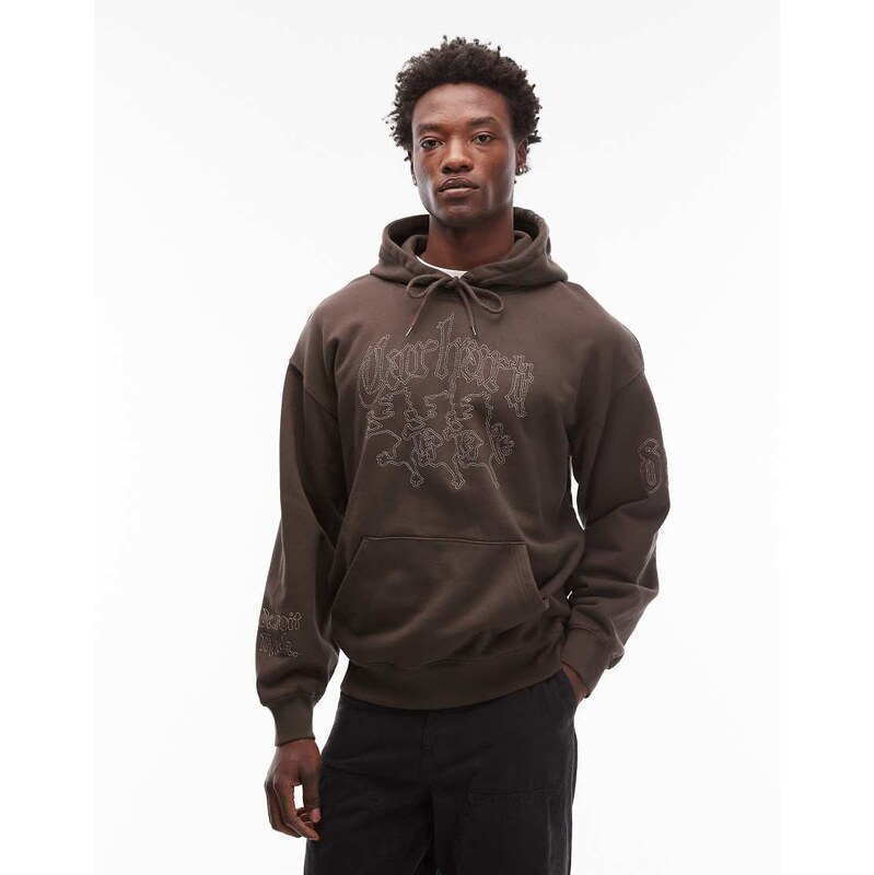 Carhartt WIP hackwork oversized hoodie in dark chocolate brown 110133094