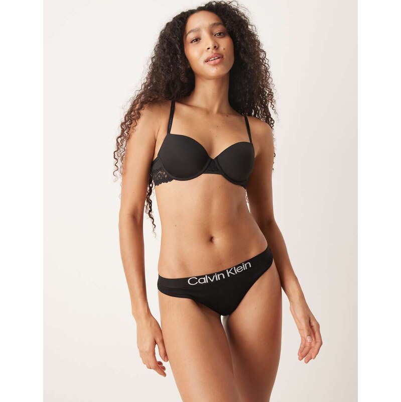 Calvin Klein Extra Soft Cotton thong in black 115746216