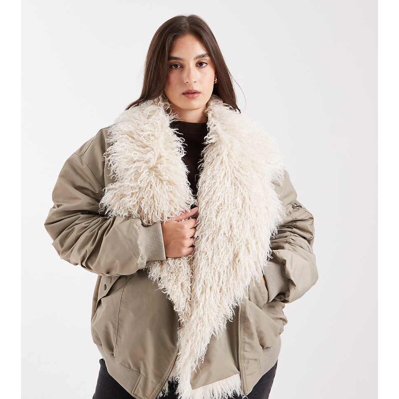 ASOS Curve ASOS DESIGN Curve MA1 parka jacket with shaggy faux fur in 110133123