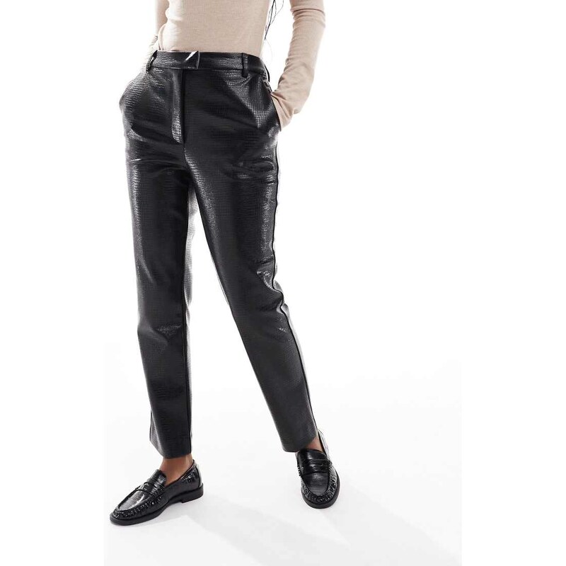ASOS DESIGN tailored croc faux leather slim ankle grazer