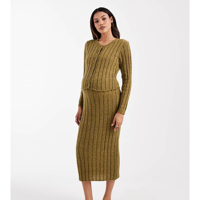 Mama.licious Mamalicious Maternity ribbed knitted midi skirt