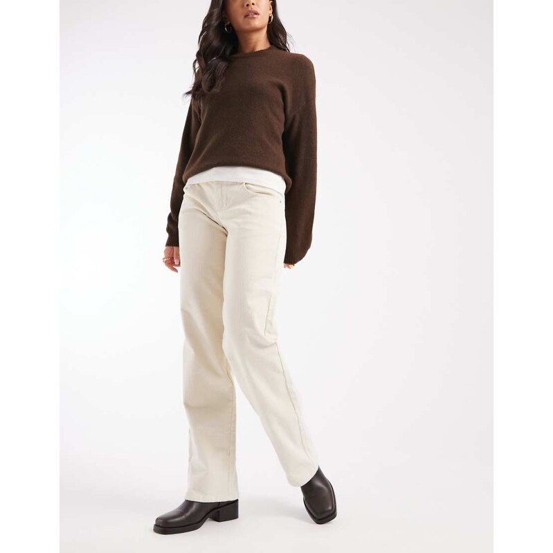Cotton On low rise straight cord trousers in ecru-White