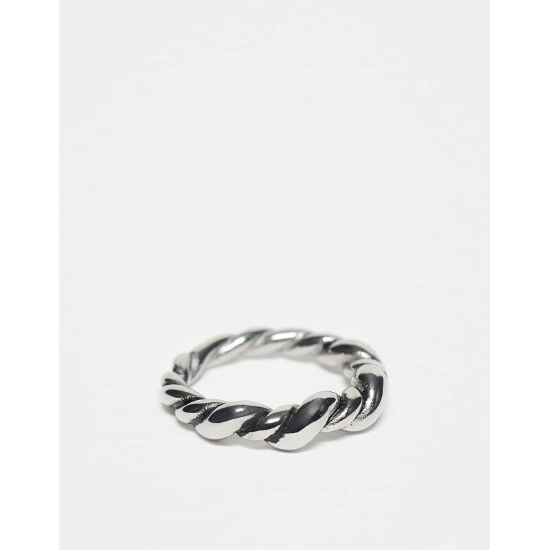 ASOS DESIGN waterproof stainless steel twisted bubble ring in