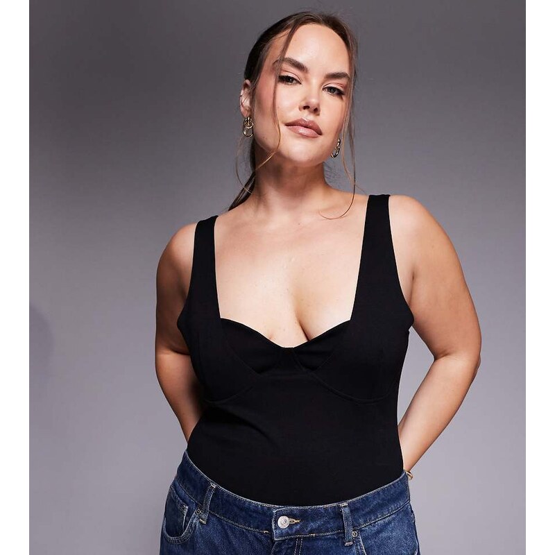 ASOS Curve ASOS DESIGN Curve polyamide scoop neck bodysuit in