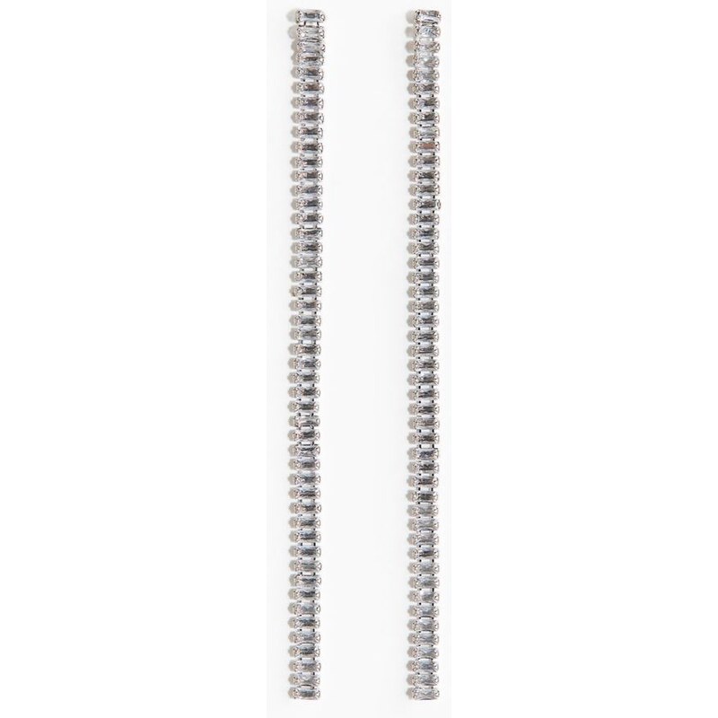 H&M - Náušnice ze štrasových řetízků - stříbrná 110133824