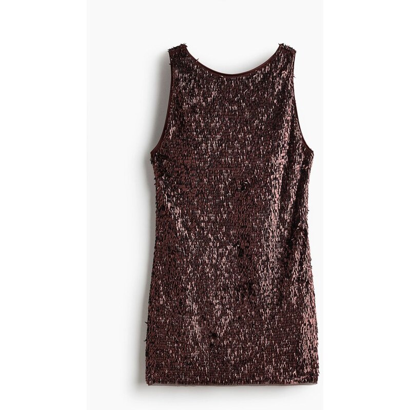 H&M - Flitrové šaty - Čokoládově Švestková