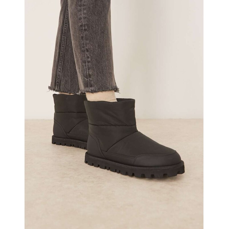 ASOS DESIGN Audrey nylon snow boot in black 110354903